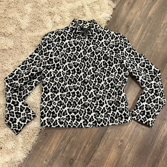 Louben leopard print lined zip jacket Size 10 - Picture 1 of 3